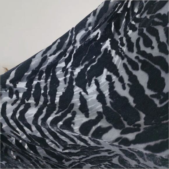 Vintage 90s Black Velvet Burnout Maxi Dress Mock Neck Animal Print Size 12 - Picture 3 of 12